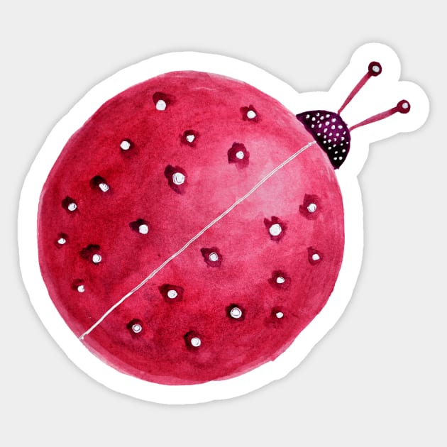 Pretty Spherical Abstract Watercolor Ladybug Sticker by Boriana Giormova